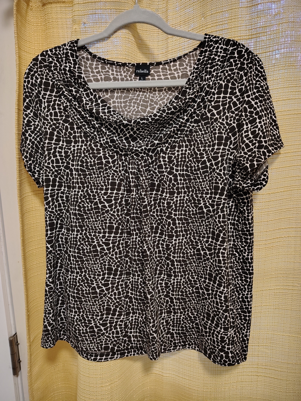 Rafaella animal print cowl neck top size L